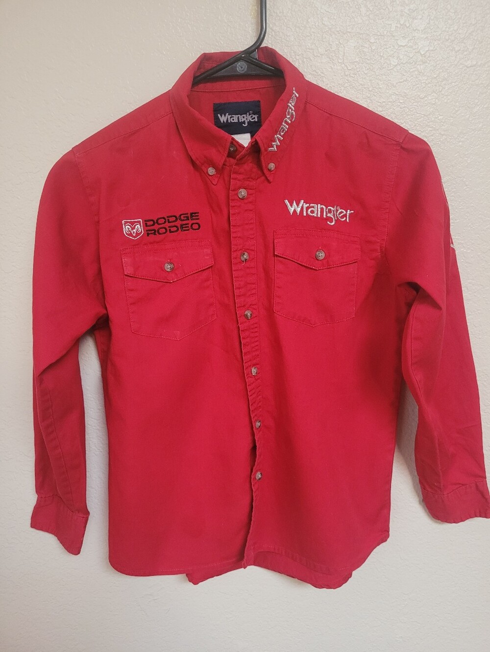 Vintage Wrangler Red Dodge Rodeo Button-Down Shirt